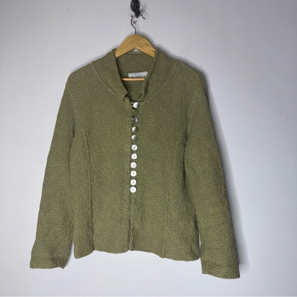 Willow Button-Up Knit Cardigan Sweater Womens Size Small Chucky‎ Knit Green